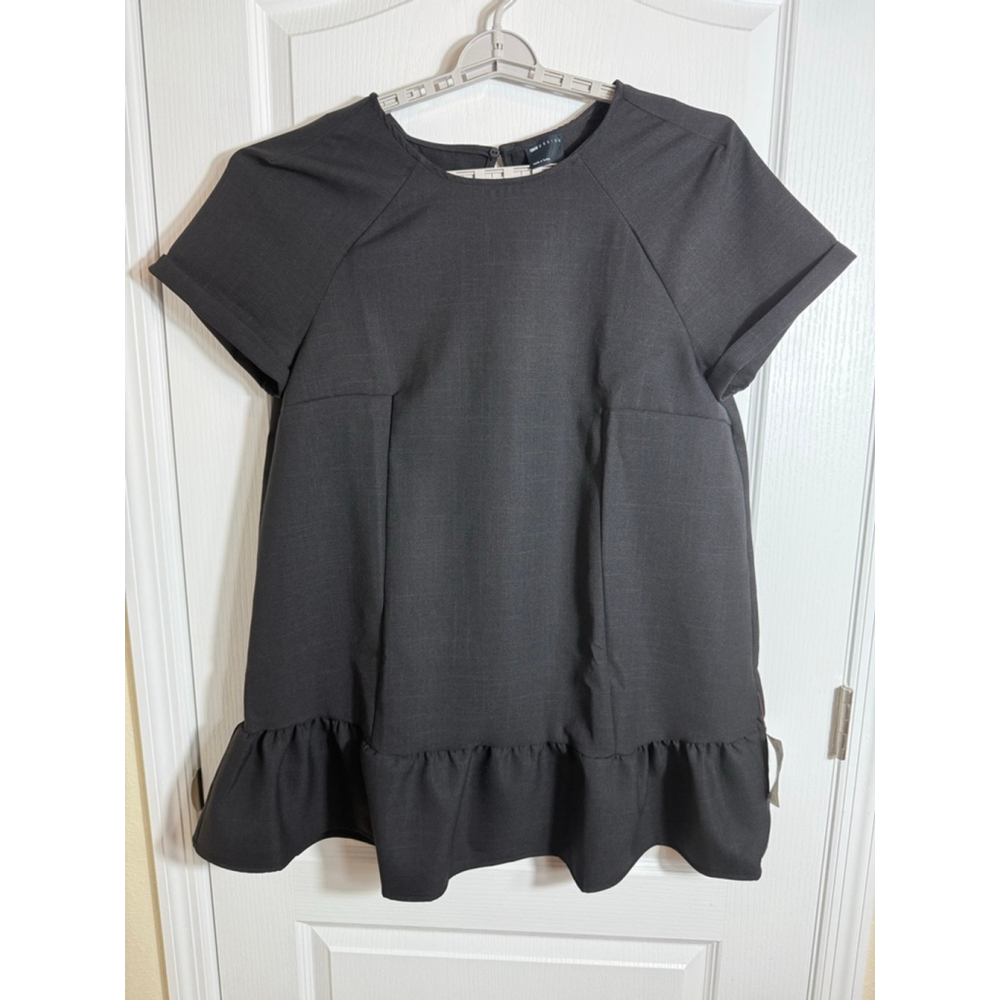 Women's ASOS DESIGN Black Crew Neck Smock Mini Dress with Dropped Waist Plus 14